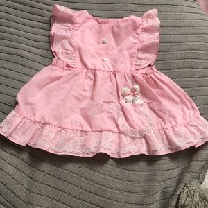 Easter Vintage pink dress 18 months lace detail